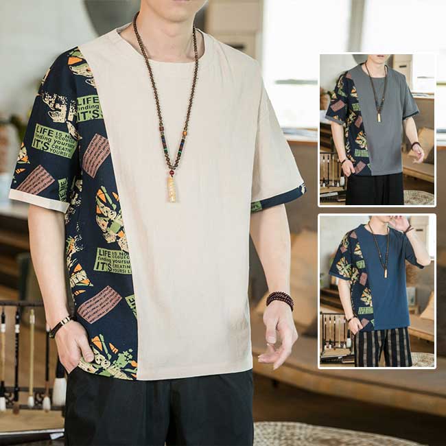 Rakuten - 【綿麻リネン・シャツ】夏物 半袖 リネンTシャツ カジュアルシャツ 綿麻ファッション
