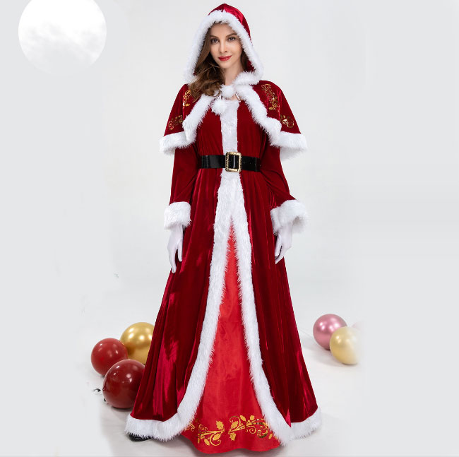 Rakuten - クリスマスコスプレ サンタ ワンピース 3点セット ロング丈 サンタ コスプレ サンタコス クリスマス衣装 コスチューム サンタクロース