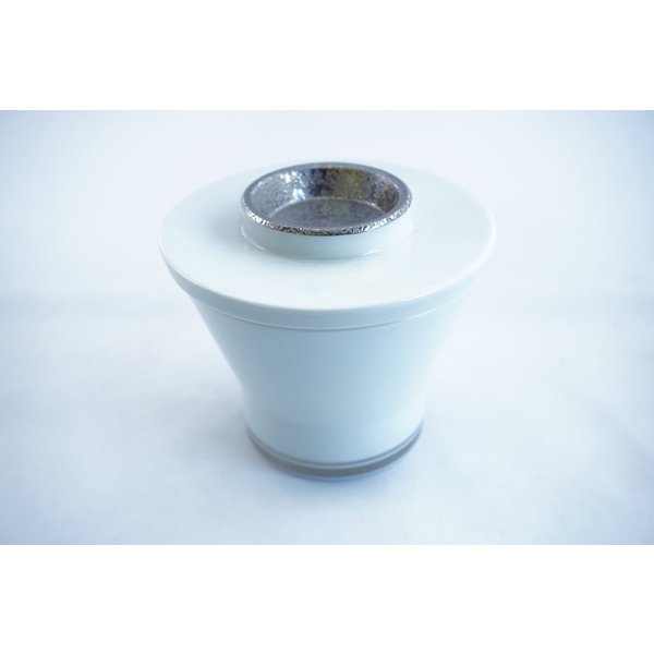 白磁銀彩和モダン蒸し碗　銀　有田焼　日本製　茶碗蒸し　和食器 かっぱ橋 料理道具のデパート三起堂 ..