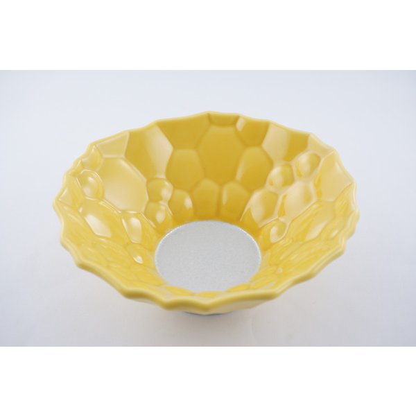 黄釉パール　ロック彫小丼　有田焼　日本製　中鉢　和食器 かっぱ橋 料理道具のデパート三起堂 煌彩