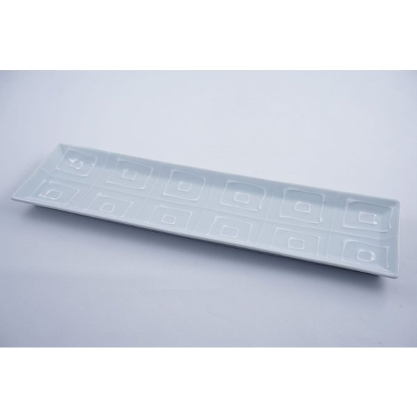 白磁一珍角紋　長角皿　有田焼　日本製　付出皿　前菜皿　長角皿　プレート　和食器 かっぱ橋 料理道具のデパート三起堂 煌彩