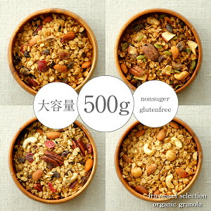 【送料無料】グラノーラ 500g オーガニック 素材使用【スペシャルフルーツ/オーガニックメープル/シナモンアップル/オールナッツの4種をご用意】グルテンフリー 砂糖不使用 ドライフルーツ ナッツヨーグルト 有機 シリアル オートミール 食物繊維