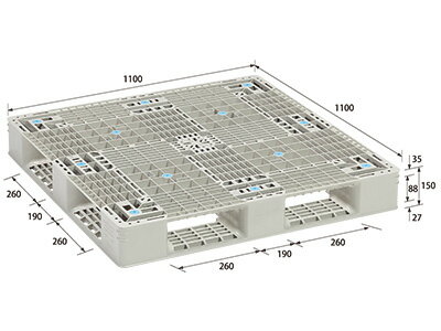 プラスチック　パレット　GT−1111D4−2　1100×1100×150mm
