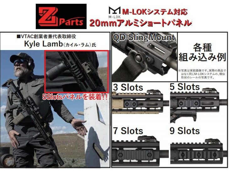 Z Parts M-LOK　5Slots 20mmアルミショートパネル Black　 Z-KIT-023 2