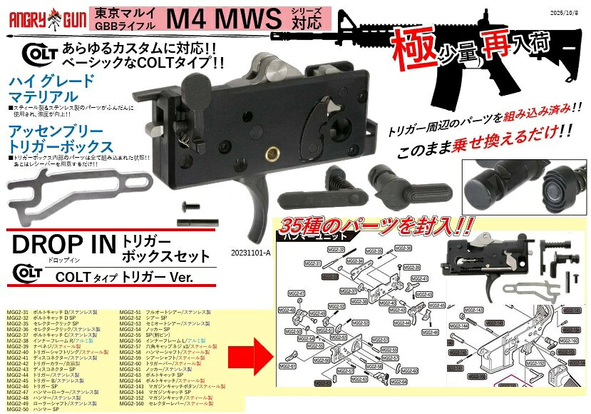 Angry GunトリガーBOXセット 東京マルイ M4/416 MWS GBB用 20231101-A
