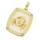 【返品OK】蟹モチーフ シェル ヘッド K18YG レディース 18K 18金 イエローゴールド ペンダントップ カニ クラブ 貝 四角【送料無料】【中古】