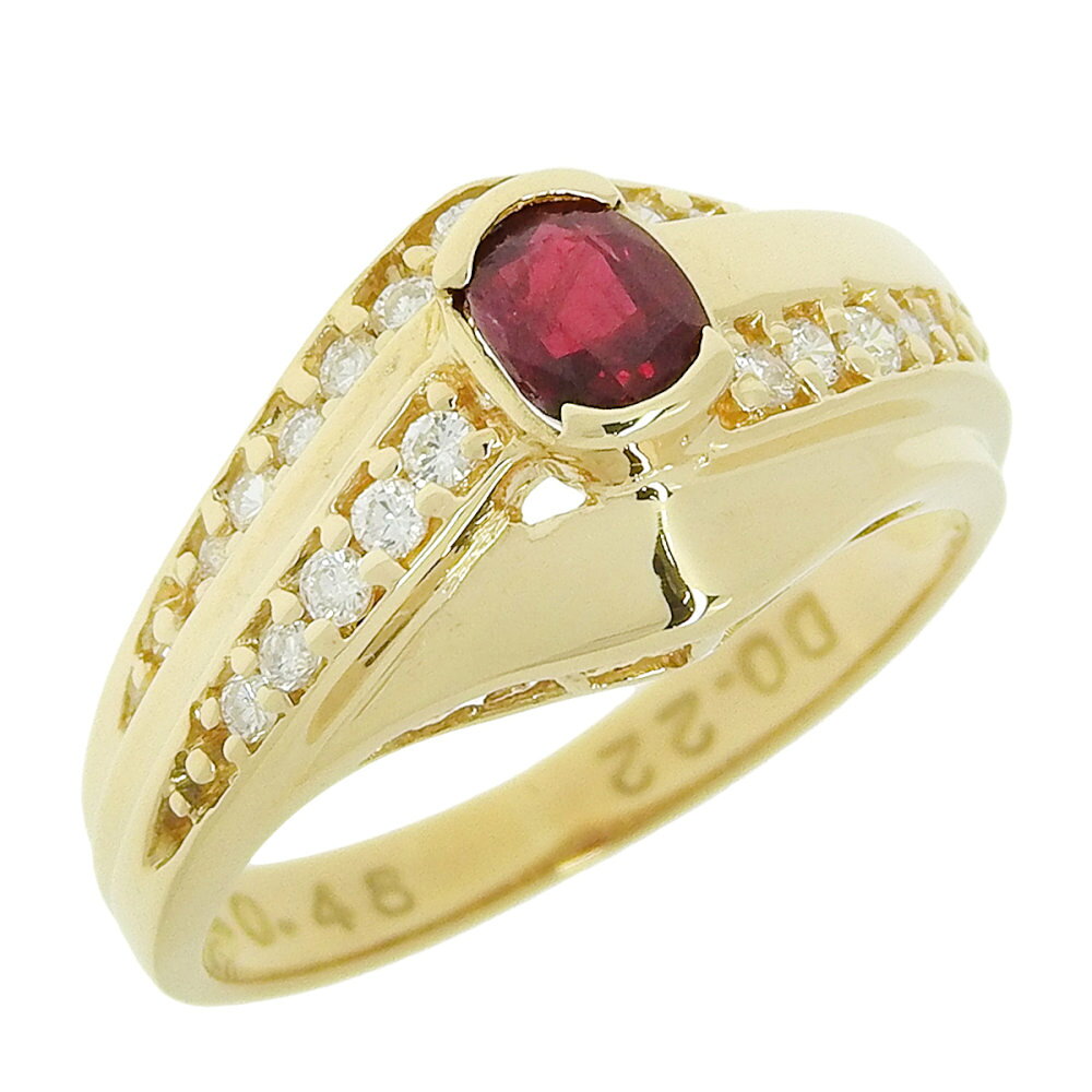 【返品OK】0.48ct 天然ルビー リング 10号 K18YG 新品仕上げ済み 合計0.22ct 天然...
