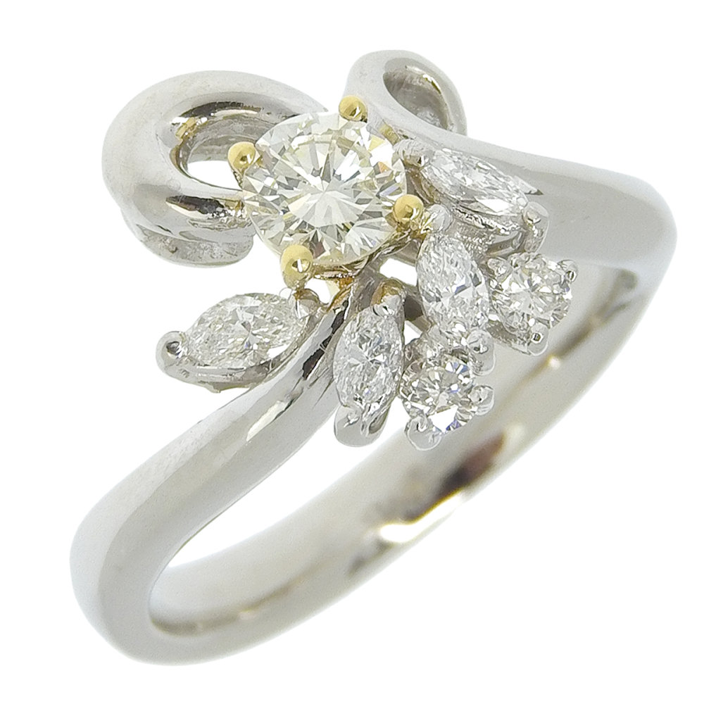 Rakuten - 【返品OK】0.31ct 天然ダイヤ リング 11.5号 Pt900 K18YG 新品仕上げ済み 合計0.28ct 天然ダイヤ レディース プラチナ 白金 18K 18金 イエローゴールド 一粒 1粒 1P【送料無料】【中古】
