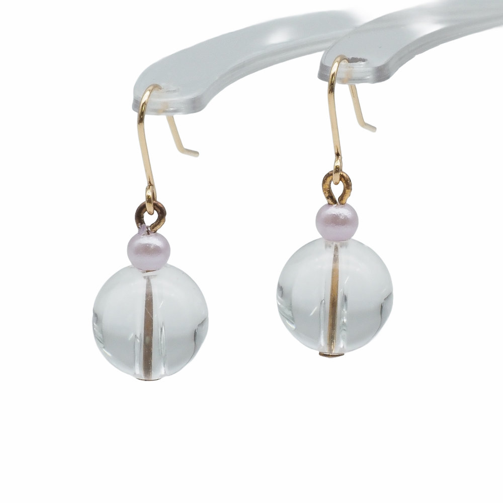 【中古】約8.0mm水晶ピアスレデ...