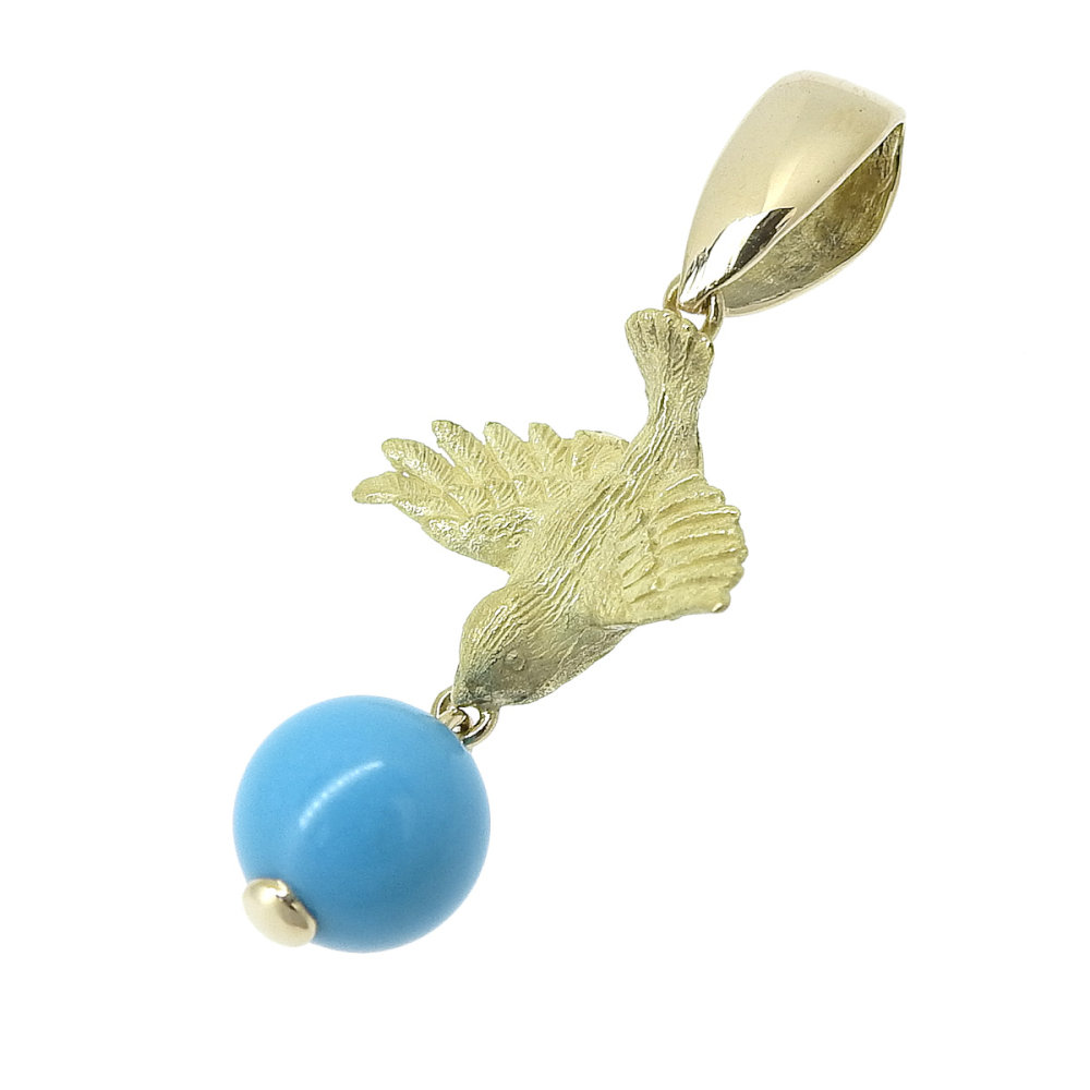 【返品OK】池田啓子 鳥モチーフ トルコ石 ヘッド K18YG 新品仕上げ済み レディース 18K 18金 イエローゴールド 金無垢【送料無料】【中古】