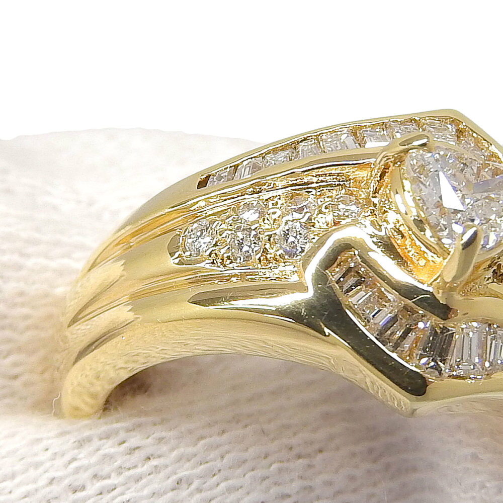 【返品OK】ハートモチーフ 合計0.65ct 天然ダイヤ リング 11.5号 K18YG 新品仕上げ...