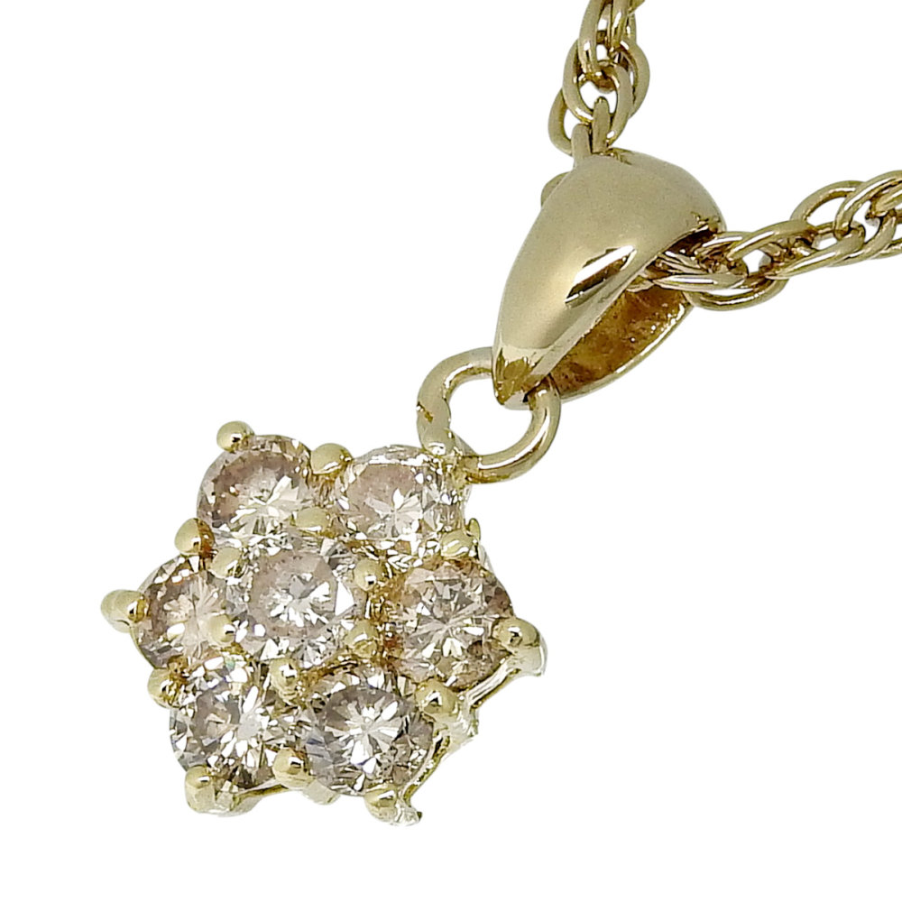 Other - 【返品OK】フラワーモチーフ 合計0.50ct 天然ダイヤ ネックレス 50cm K18YG 新品仕上げ済み レディース 18K 18金 イエローゴールド 金無垢【送料無料】【中古】