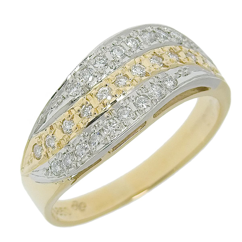 Rakuten - 【返品OK】合計0.26ct 天然ダイヤ リング 12号 K18YG Pt850 新品仕上げ済み レディース 18K 18金 イエローゴールド プラチナ 白金 コンビ【送料無料】【中古】