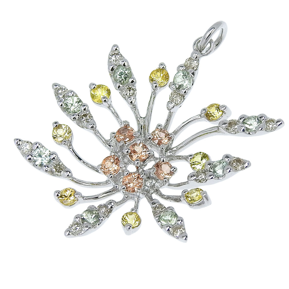 【返品OK】天然マルチストーン ヘッド K18WG レディース 18K 18金 ホワイトゴールド カラフル 多彩【送..
