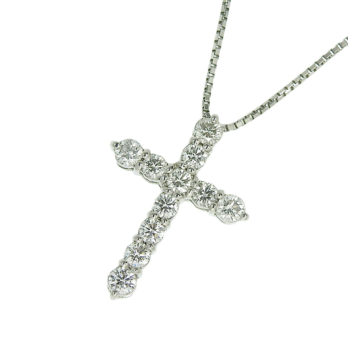 【返品OK】モニッケンダム クロスモチーフ 合計0.70ct 天然ダイヤ ネックレス 45cm Pt850/900 新品仕上げ済み レディース プラチナ 白金【送料無料】【中古】