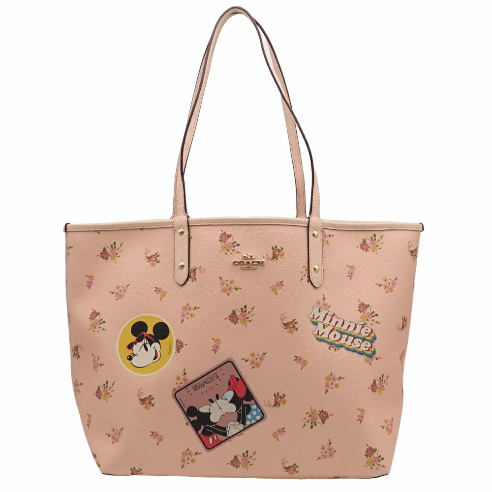 【返品OK】コーチ トートバッグ F29359 PVC レザー ミニーマウス ディズニー コラボ 2way リバーシブル ピンク【送料無料】【中古】