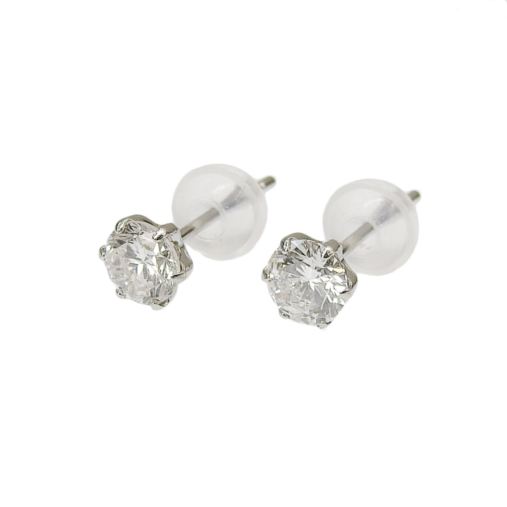 Rakuten - 【返品OK】G/SI1-2/G 合計0.502ct 天然ダイヤ ピアス Pt900 ソーティング付き 0.263/0.239ct ユニセックス プラチナ 白金 一粒 1粒 1P【送料無料】【中古】