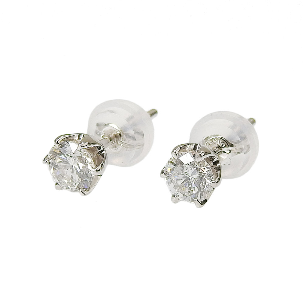Rakuten - 【返品OK】合計0.50ct 天然ダイヤ ピアス Pt900 新品仕上げ済み 0.23/0.27ct ユニセックス プラチナ 白金 一粒 1粒 1P シンプル【送料無料】【中古】