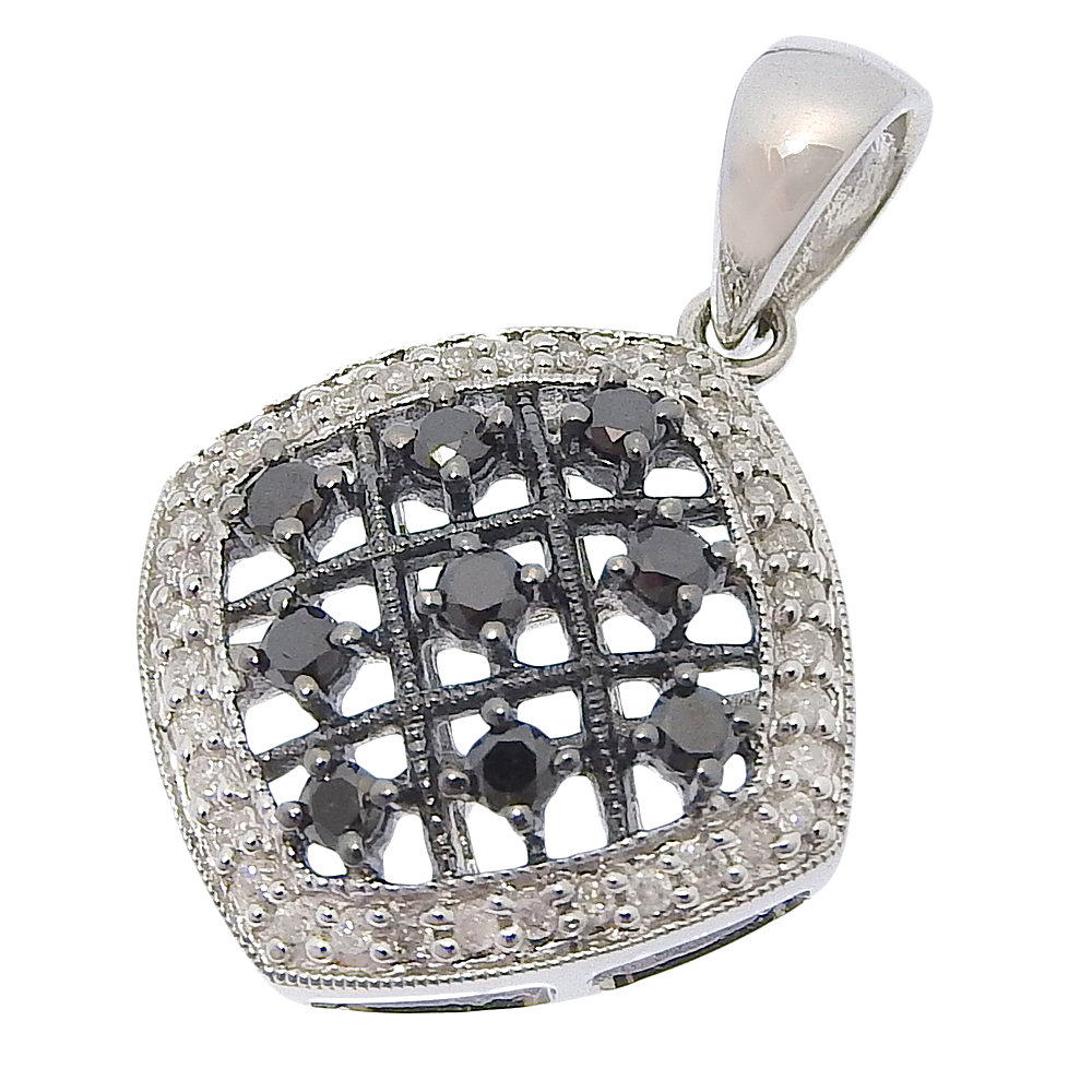 Rakuten - 【返品OK】合計0.50ct 天然ブラックダイヤ 天然ダイヤ ヘッド K18WG レディース 18K 18金 ホワイトゴールド オープンワーク【送料無料】【中古】