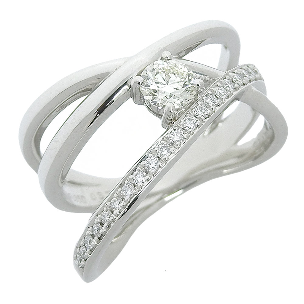 钻石 - 【返品OK】M/VS2/VG 0.370ct 天然ダイヤ リング 15号 Pt950 新品仕上げ済み ソーティング付き 合計0.178ct 天然ダイヤ レディース プラチナ 白金【送料無料】【中古】