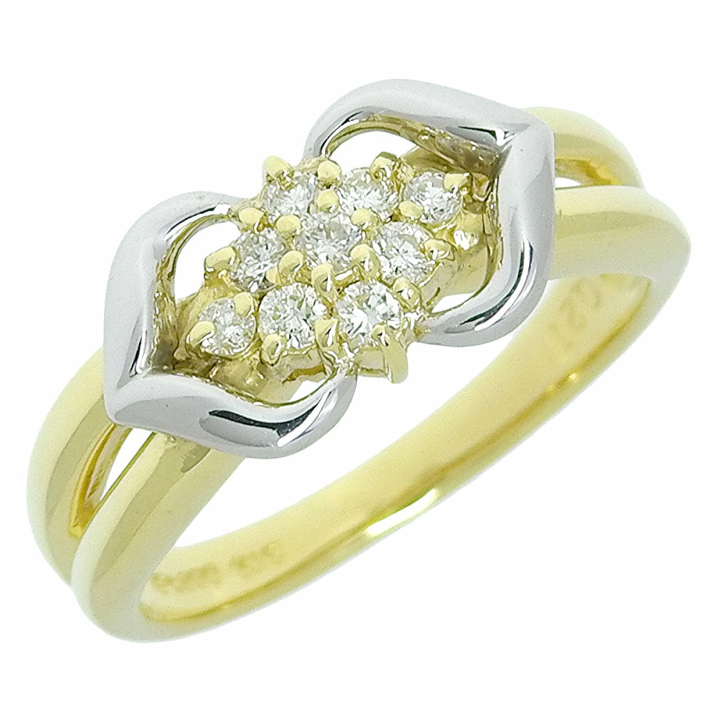 Rakuten - 【返品OK】合計0.21ct 天然ダイヤ リング 11.5号 K18YG Pt900 新品仕上げ済み レディース 18K 18金 イエローゴールド プラチナ 白金 コンビ【送料無料】【中古】
