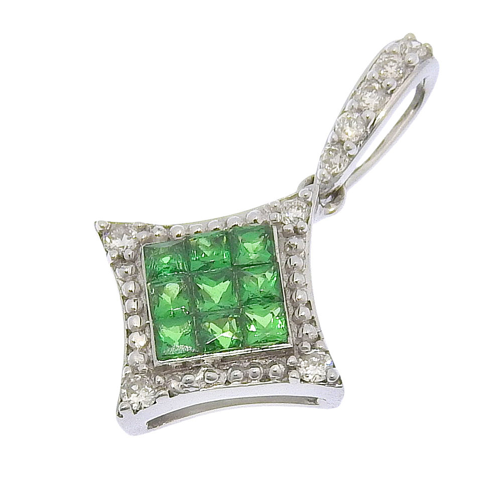 Rakuten - 【返品OK】合計0.23ct 天然ガーネット ヘッド K18WG 合計0.05ct 天然ダイヤ レディース 18K 18金 ホワイトゴールド 金無垢【送料無料】【中古】