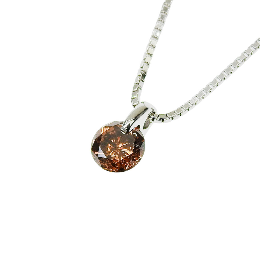 大粒！ 1ct up PTブラウンダイアモンド入りペンダントトップ オール 