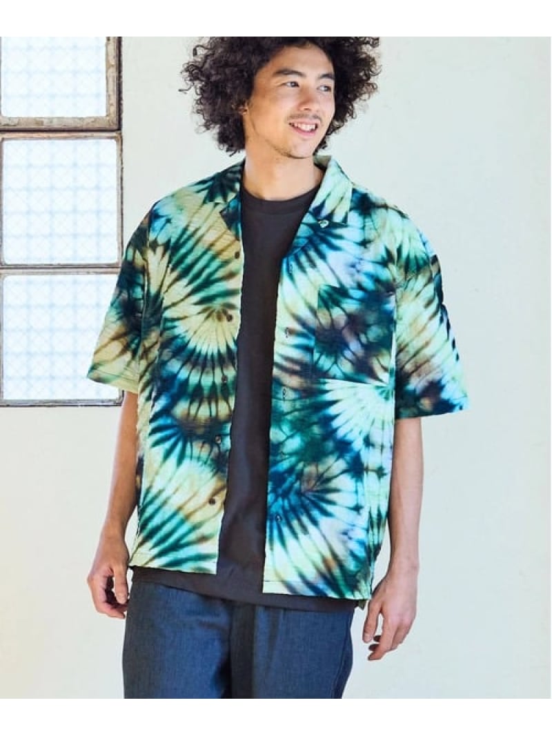 Rakuten - 【SALE／40%OFF】シャーリングチェック絞り染プリントO/Pシャツ (MENS) go slow caravan ゴースローキャラバン トップス シャツ・ブラウス パープル グリーン【RBA_E】【送料無料】[Rakuten Fashion]