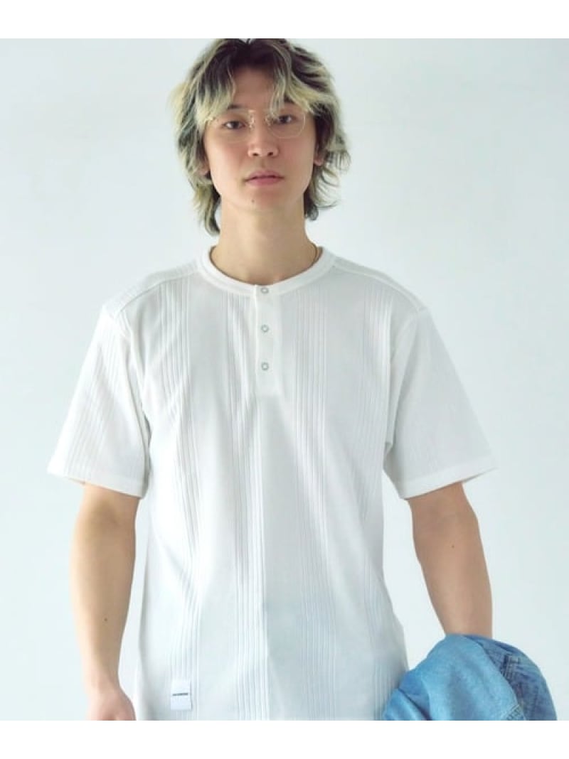 Rakuten - JE-ランダムテレコ ヘンリーネック SSTEE(MENS) JACKROSE ジャックローズ トップス カットソー・Tシャツ ホワイト ブラック[Rakuten Fashion]