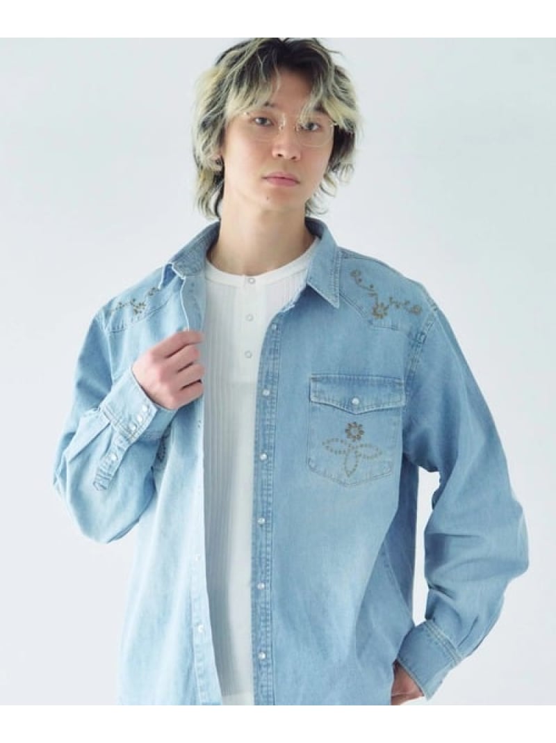Rakuten - JE-STUDS DENIM LS SHIRTS(MENS) JACKROSE ジャックローズ トップス シャツ・ブラウス ブルー【送料無料】[Rakuten Fashion]