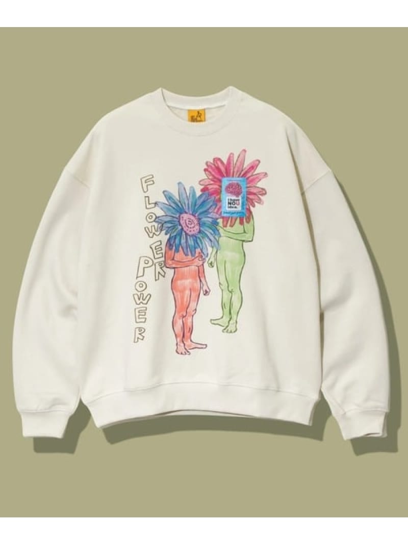 空紡糸裏毛 落描きBIGクルースウェット IHNI (MENS) go slow caravan ゴースローキャラバン トップス スウェット・トレーナー グリーン ホワイト【送料無料】[Rakuten Fashion]