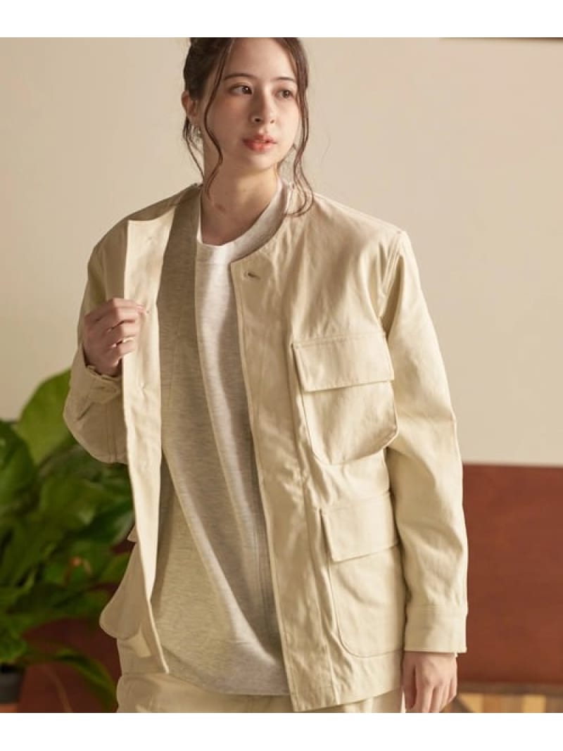Rakuten - 【SALE／60%OFF】COBMASTER/コブマスター ヘリンボーン ノーカラーJKT (MENS) COBMASTER ゴースローキャラバン ジャケット・アウター ブルゾン・ジャンパー ベージュ ブラウン【RBA_E】【送料無料】[Rakuten Fashion]