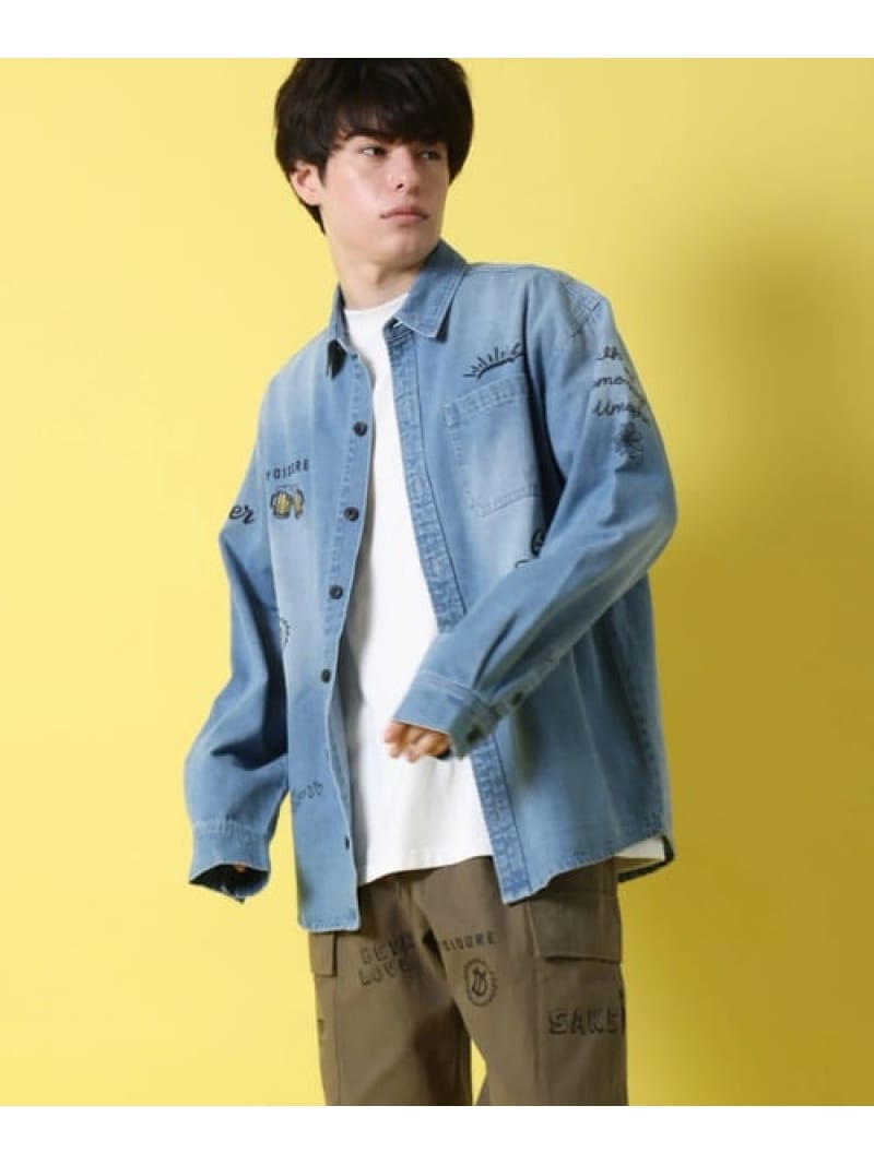 Rakuten - YOIDORE/酔いどれ ヴィンテージ栓抜きらくがきシャツ LS(MENS) SELECT BRANDS ジャックローズ トップス シャツ・ブラウス ブルー【送料無料】[Rakuten Fashion]
