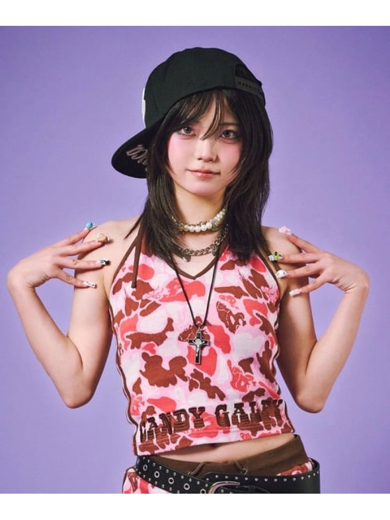 Rakuten - GALFY/ガルフィー ハデカモキャミ(WOMENS) SELECT BRANDS ジャックローズ トップス ノースリーブ・タンクトップ ピンク カーキグリーン【送料無料】[Rakuten Fashion]