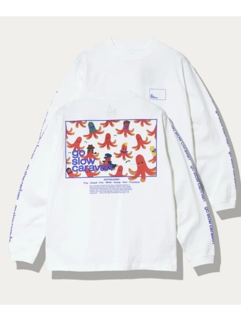 Rakuten - USA/C スクエアLOGOバックプリント ロングスリーブTEE (MENS) go slow caravan ゴースローキャラバン トップス カットソー・Tシャツ ホワイト グリーン ネイビー【送料無料】[Rakuten Fashion]