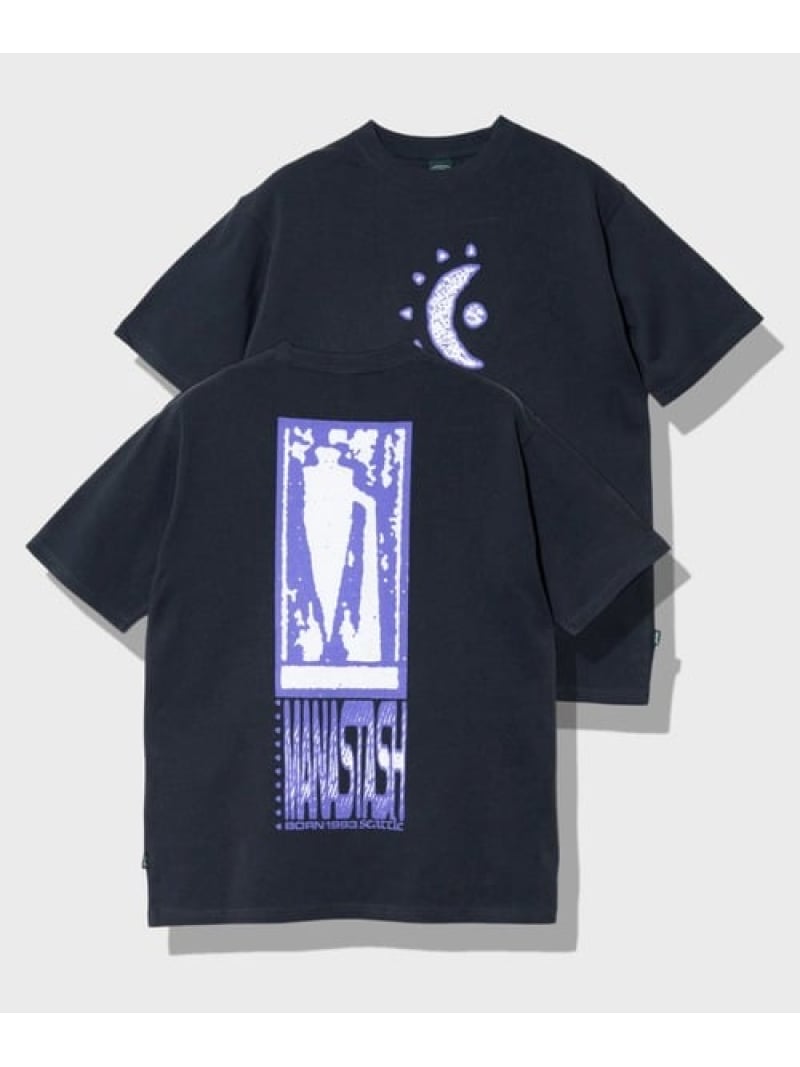 Rakuten - MANASTASH/マナスタッシュ HEMP TEE MOON (MENS) GSC MENS SELECT ゴースローキャラバン トップス シャツ・ブラウス ブラック パープル【送料無料】[Rakuten Fashion]