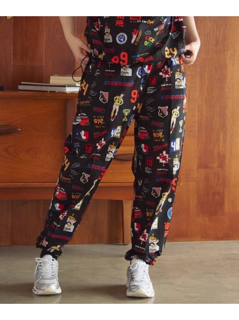 Rakuten - DUCKSTER/ダックスター 総柄リラックスジョグパンツ (MENS) Duckster ゴースローキャラバン パンツ その他のパンツ ブラック ベージュ【送料無料】[Rakuten Fashion]
