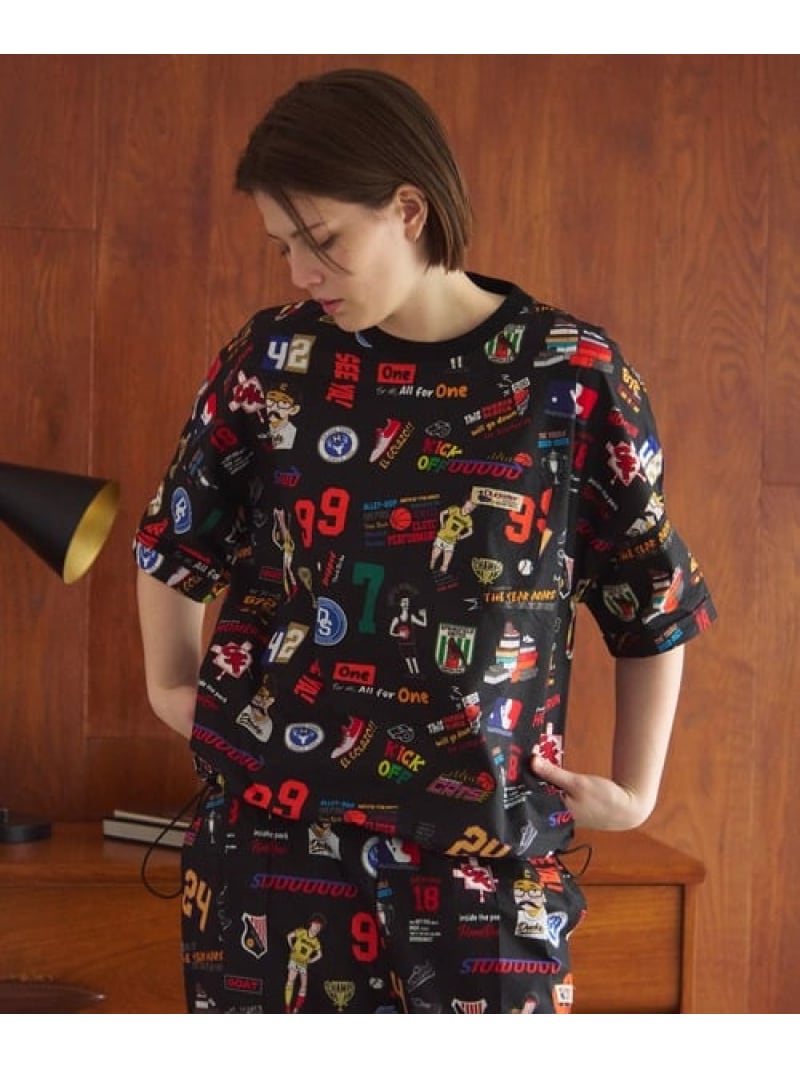 Rakuten - DUCKSTER/ダックスター 総柄ドロップショルダーS/STEE (MENS) Duckster ゴースローキャラバン トップス カットソー・Tシャツ ベージュ ブラック【送料無料】[Rakuten Fashion]