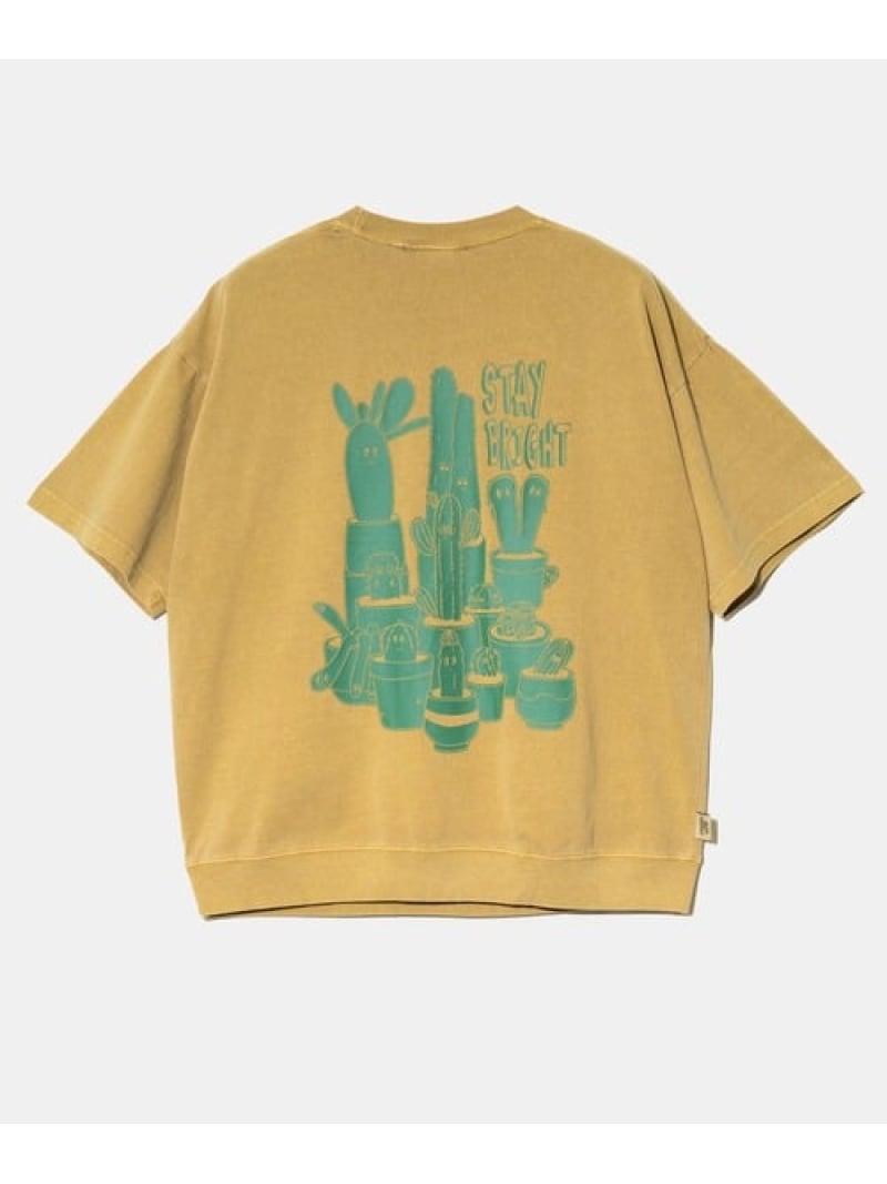 Rakuten - gym master/ジムマスター 6.2oz ピグメント サボテン ビッグTee (MENS) gym master ゴースローキャラバン トップス カットソー・Tシャツ グリーン イエロー【送料無料】[Rakuten Fashion]