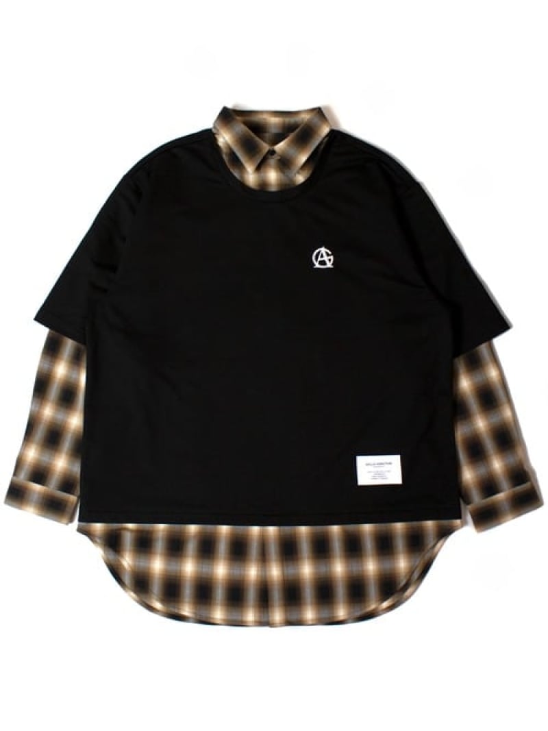 GA SHIRT-LAYERED TOP LS(MENS) GALLIS ADDICTION ジャックローズ トップス シャツ・ブラウス ブラック