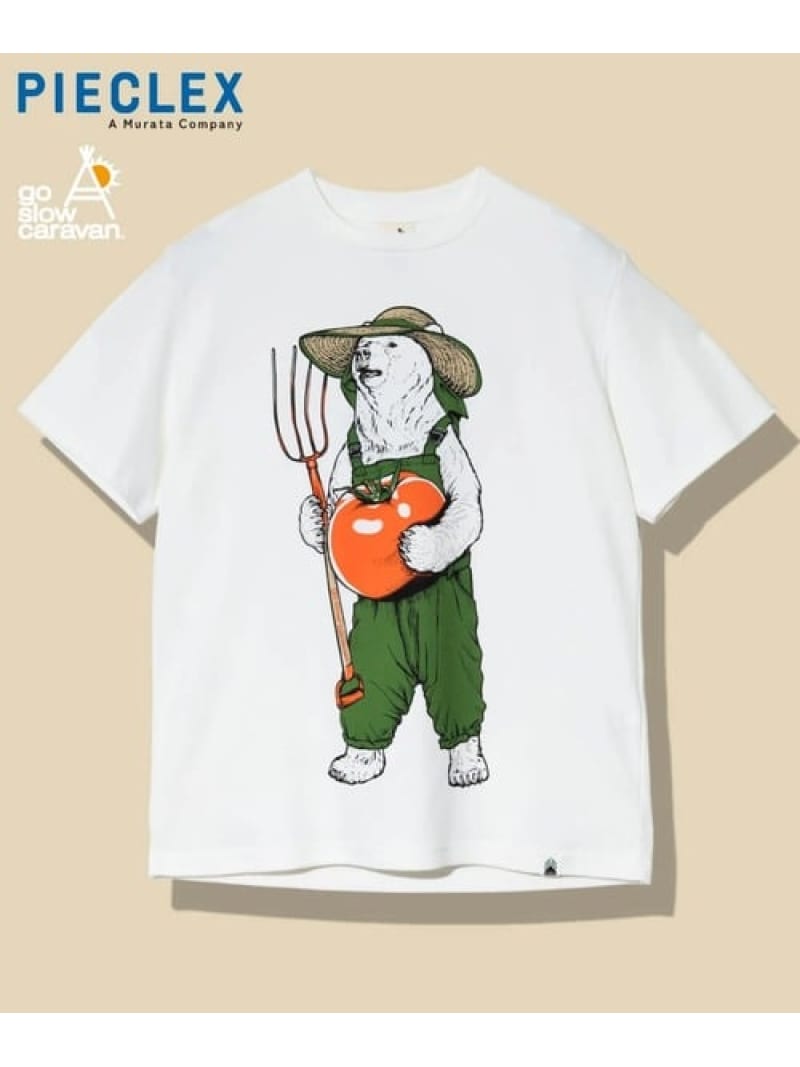 PIECLEX ファーマークマ TEE (MENS/WOMENS) go slow caravan ゴースローキャラバン トップス カットソー・Tシャツ グリーン ホワイト