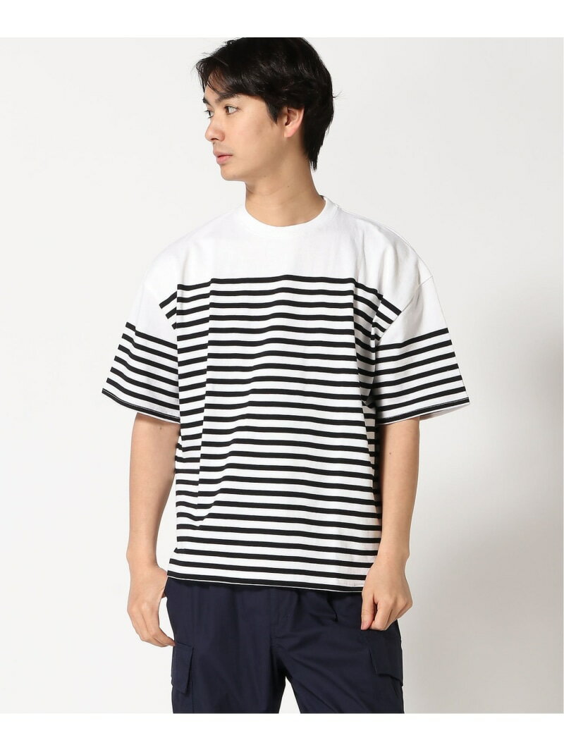 ROUGH TRADE/ M パネルボーダーバスクハンソデTEE ROUGH TRADE サンコーバザール トップス カットソー・Tシャツ ブラック ブルー ブラウン【送料無料】[Rakuten Fashion]