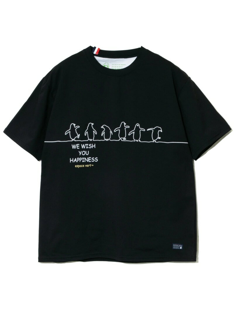 ESPACE VERT/(M)ペンギンプリントS/S TEE ESPACE VERT ゴースローキャラバン トップス カットソー・Tシャツ ブラック ホワイト【送料無料】[Rakuten Fashion]