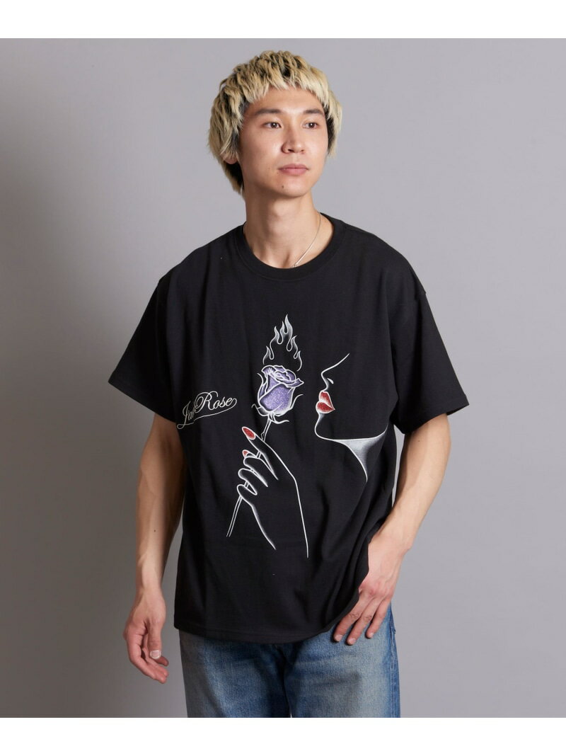 (M)JACKROSE/JE-KISS&ROSE GLITTER TEE JACKROSE ジャックローズ トップス カットソー・Tシャツ ブラック ホワイト【送料無料】[Rakuten Fashion]