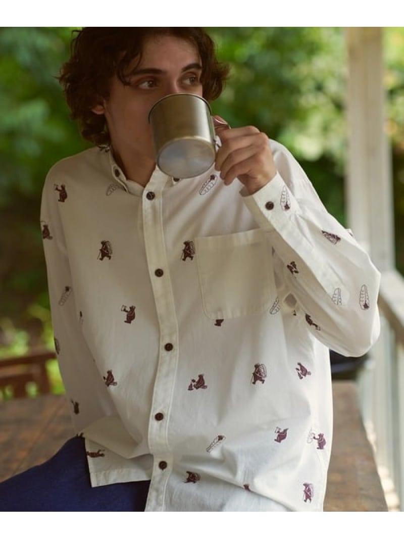 COBMASTER/コブマスター シャンブレー総柄プリントB.Dシャツ (MENS) COBMASTER ゴースローキャラバン トップス シャツ・ブラウス ホワイト ネイビー【送料無料】[Rakuten Fashion]のサムネイル