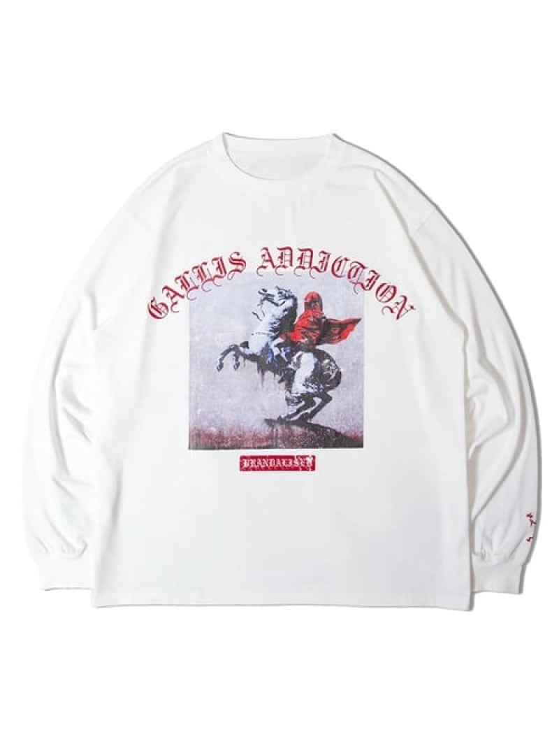 Rakuten - 【BRANDALISED×GALLIS ADDICTION】BLIND-BONAPARTE L/S TEE(MENS) GALLIS ADDICTION ジャックローズ トップス カットソー・Tシャツ ホワイト ブラック【送料無料】[Rakuten Fashion]