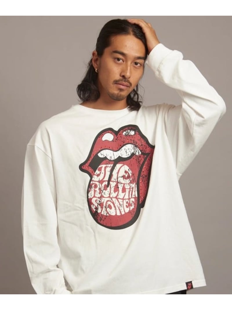 【The Rolling Stones×JACKROSE】 PRINT&LINESTONE LS TEE(MENS) The Rolling Stones ジャックローズ トップス カットソー・Tシャツ ブラック ホワイト グレー【送料無料】[Rakuten Fashion]