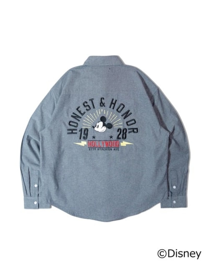 Rakuten - Mickey ダンガリー刺繍LSシャツ(MENS) JACKROSE ジャックローズ トップス シャツ・ブラウス ブルー【送料無料】[Rakuten Fashion]