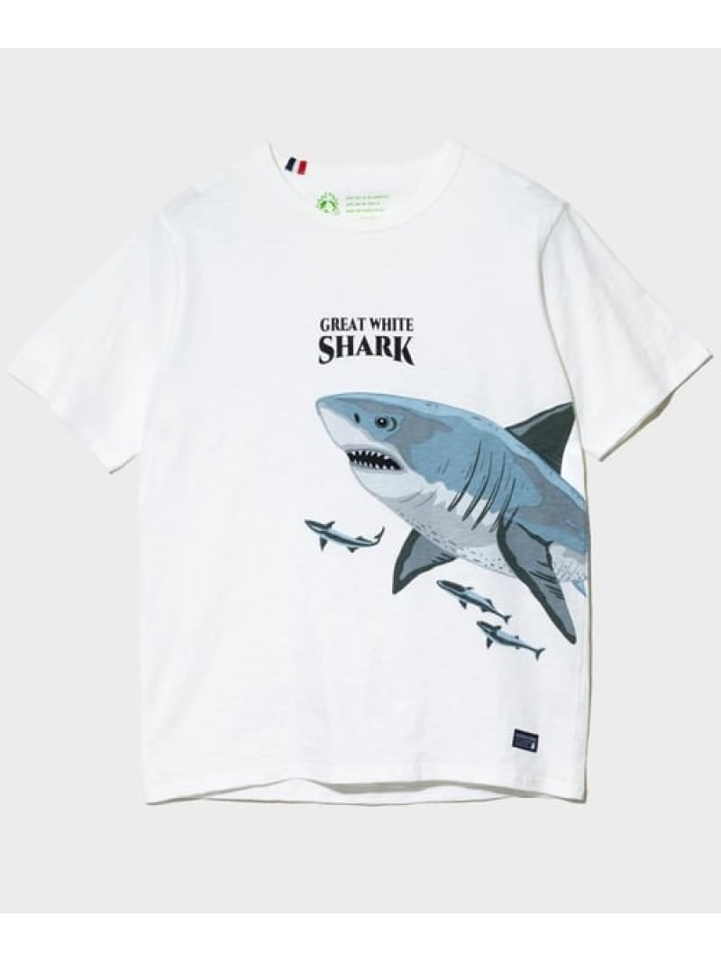 Rakuten - 【GSC別注】ESPACE VERT/エスパスヴェール シャーク S/S TEE (MENS) GSC MENS SELECT ゴースローキャラバン トップス カットソー・Tシャツ ホワイト ブルー【送料無料】[Rakuten Fashion]