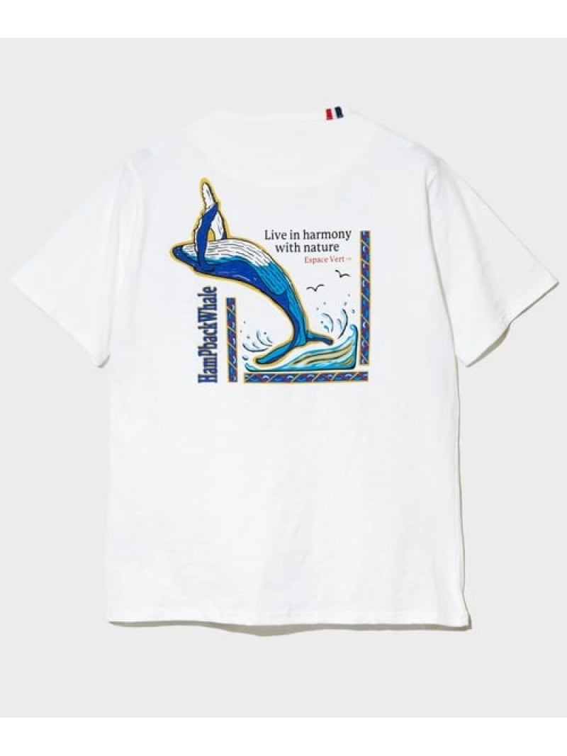 ESPACE VERT/エスパスヴェール クジラアート S/S TEE (MENS) GSC MENS SELECT ゴースローキャラバン トップス カットソー・Tシャツ ネイビー ホワイト